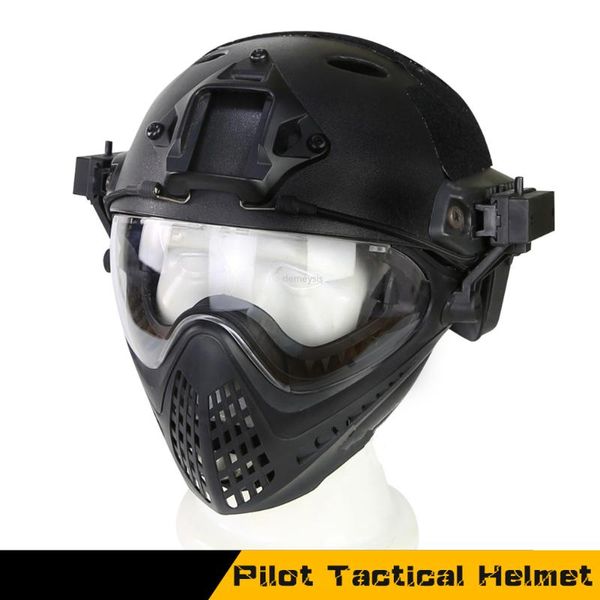 

cycling helmets military tactical helmet full-covered paintball cs with mask goggles army combat wargame protective