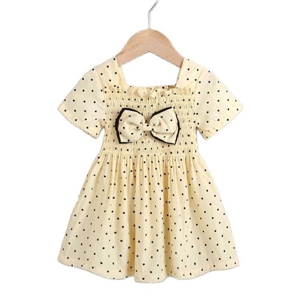 

dress for baby girls summer dot short-sleeved children's p4406 210622, Red;yellow