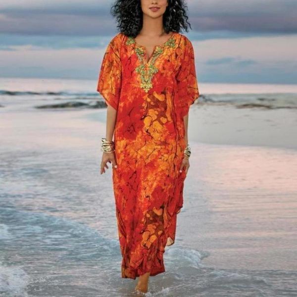 

new print dress v-neck long bohemian 2021, Black;gray