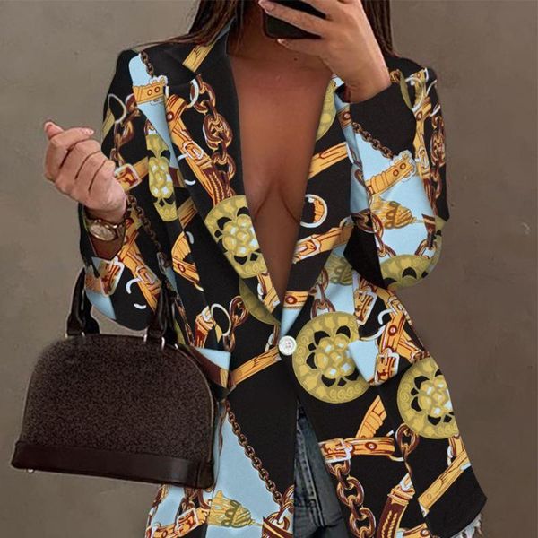 

women's suits & blazers fashion printed suit blazer women 2021 autumn and winter clothes long-sleeved slim fit plus size clothing for w, White;black