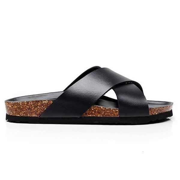 

slippers cosmagic unismoda masculina praia cruz cortiÃ§a chinelos verÃ£o cor sÃ³lida antiderrapante fora das mulheres slide sapato de alta fv24, Black