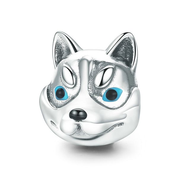 

pandach 100% 925 sterling silver dog head cute husky poodle animal charm beads fit charm bracelet bangles jewelry making c836, Bronze;silver