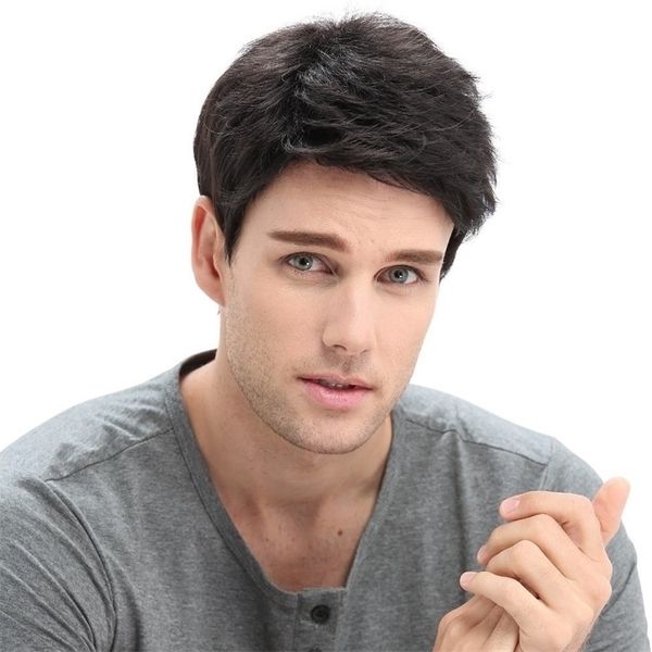 

headgear rose net false wigs black short oblique bangs fashion men's wig high temperature silk
