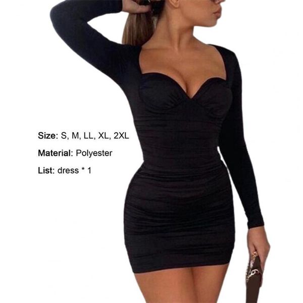 

casual dresses women mini dress v neck solid color long sleeve autumn ladies sheath night club party ruched, Black;gray