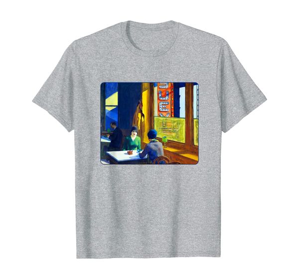 

hopper painting 'chop suey' 1920's women chinese restaurant t-shirt, White;black