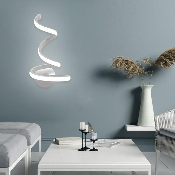 

modern spiral led wall light acrylic metal sconces lamp for bedside living room bedroom decoration energy-saving indoor lighting