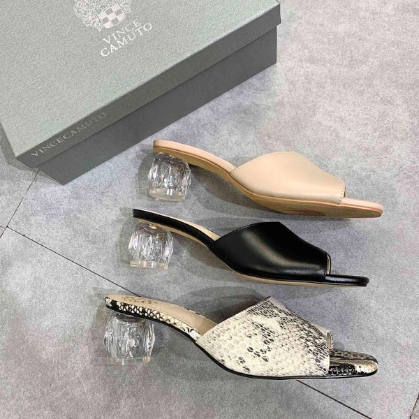 

vc original full market with leather crystal sandals, leaky toe high-heeled slippers yw designerss shoes, Black