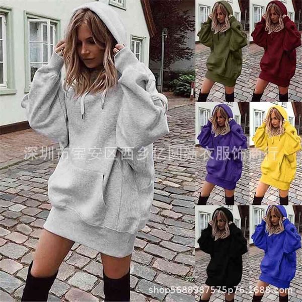 

2019 solid pullover hooded loose and thickened sweater women's 18 color 4, Black