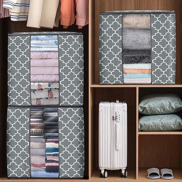 

clothing & wardrobe storage 3pcs/set foldable clothes toys bag with clear window home dust-proof quilt blankets pillows organizer wholesale