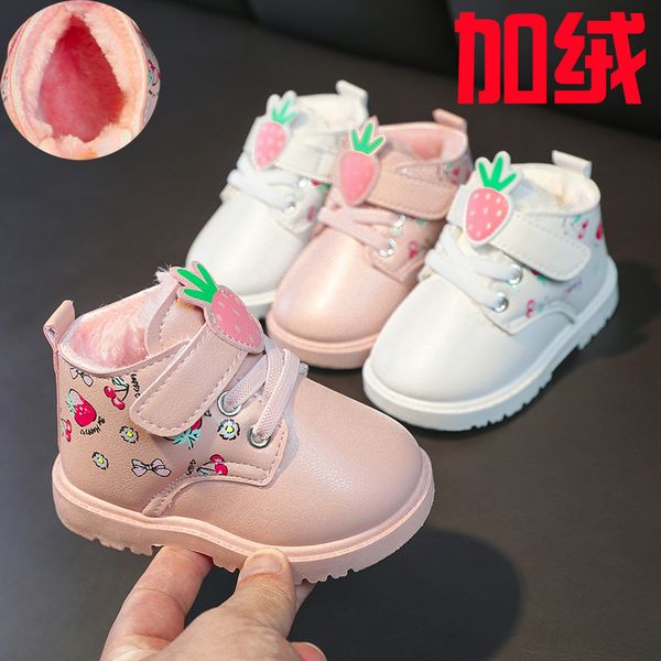 

baby shoes walking 1-3 years old 2 children's winter plush thickened martin boots cotton lovely girls' short, Black
