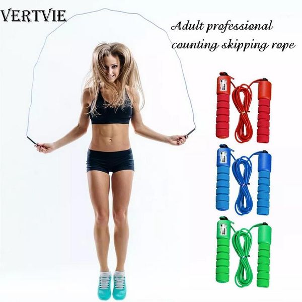 

jump ropes professional sponge with counter sports workout fitness adjustable fast speed counting skipping rope wire1