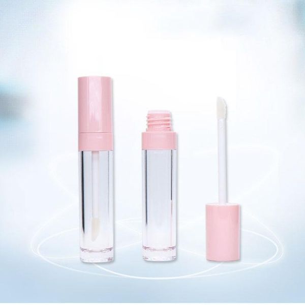 

storage bottles & jars 6.5ml empty round lip glaze tubes transparent pink color gloss lid refillable plastic lipstick