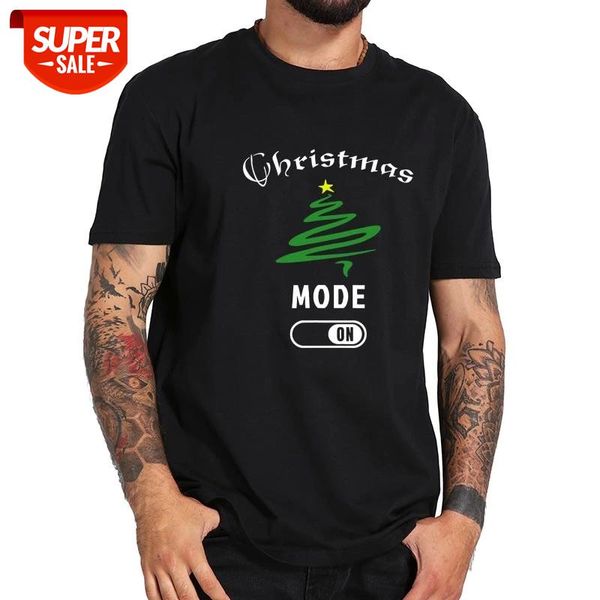 

Christmas Mode on T Shirt Christmas Tree Tshirt 100% Cotton Short Sleeve O Neck T-shirt EU Size High Quality Summer Soft Tops #Zg9R, White;black