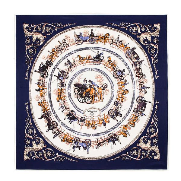 

high qualtiy brand 100%l silk scarf womens scarf size 100x100cm scarves horse car pattern print design scarf for women shawl a5520, Blue;gray