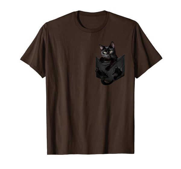 

cat in pocket t-shirt black cat inside pocket, back cat p, White;black