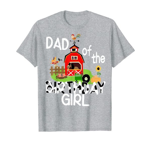 

dad of the birthday girl cow shirt farm barnyard party gift, White;black