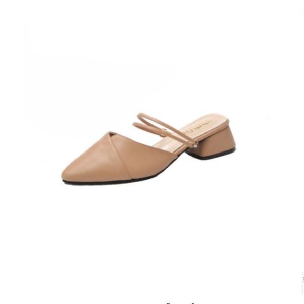 

dress shoes thick heel sandals and slippers women summer wild baotou semi-deep korean version inside outside in the female, Black