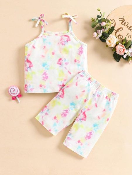 

baby tie dye cami & shorts she01, White