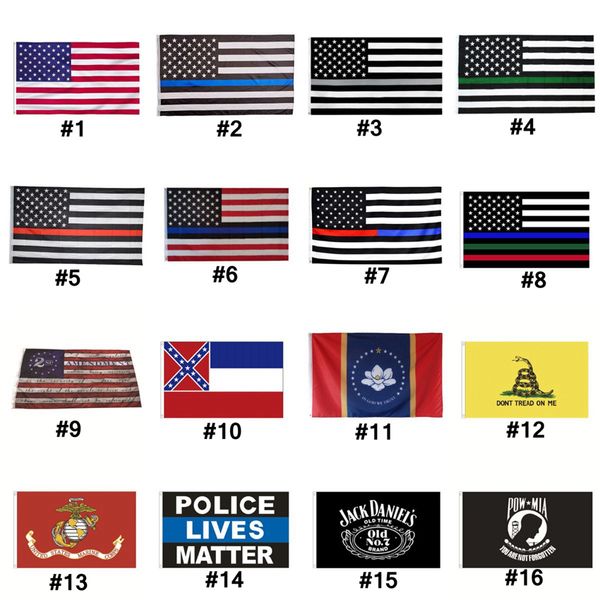 Bandiere della polizia a stelle e strisce americane 2 ° emendamento Bandiera americana vintage Poliestere USA Bandiere confederate CYZ3272 Trasporto marittimo