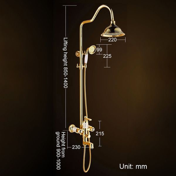 

other faucets, showers & accs bathroom rain set luxury gold brass wall mounted bath rainfall faucets with hand kits els2008 mj3d