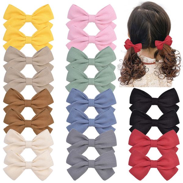 

kids girl children hair bow boutique all inclusive cloth baby hairpin solid color bow kids hairpin hair accessories g22406, Slivery;white