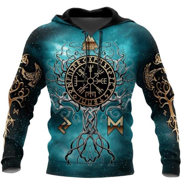 

men's hoodies & sweatshirts viking odin tattoo 3d printed men fashion cool sweatshirt funny design clothes hoodie personality retro, Black