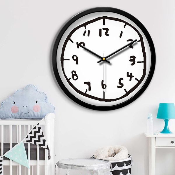 

cute art wall clock black silent bedroom cartoon wall clock for kids rooms nordic klokken wandklokken home decoration bl50wc