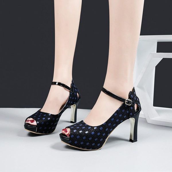 

sandals high heels women thin waterproof platform 2021 spring summer single shoes fish mouth, Black