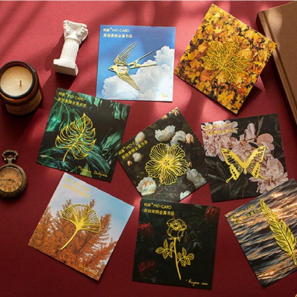 

bookmark 1pcs brass creative plant retro book clip metal pagination mark student gift stationery school office supplies