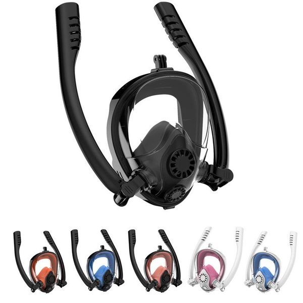 

diving masks swimming mask double breathing tube anti fog full face snorkeling for underwater scuba dive