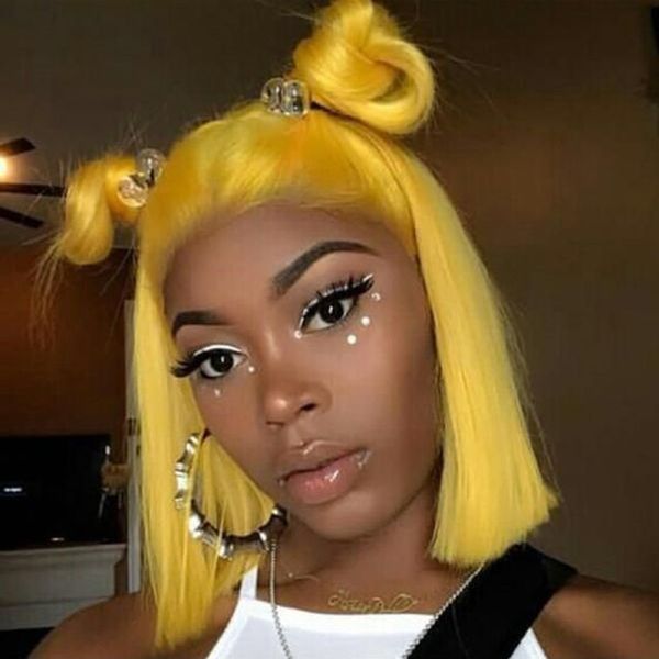 

women's transparent lace hair wigs yellow color lace front wig, Black;brown