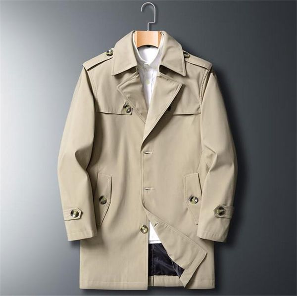 

men's trench coats men coat classic mens long clothing jackets & business casual overcoat s-6xl, Tan;black