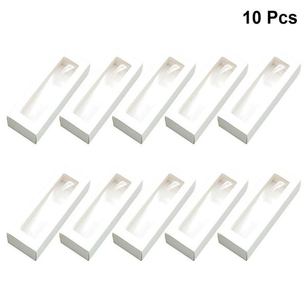 

10pcs macaron pvc boxes with clear window paper packaging box cookie containers for home dessert shop (white paper small