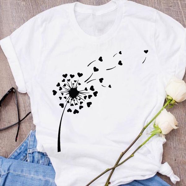 

men graphic dandelion sweet love t shirts mens printing fashion ladies print clothing clothes lady tees female shirt, White;black