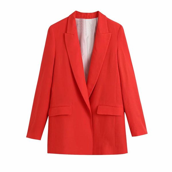 

women's suits & blazers casual woman red linen blazer tide spring fashion ladies solid button jacket basic streetwear, White;black
