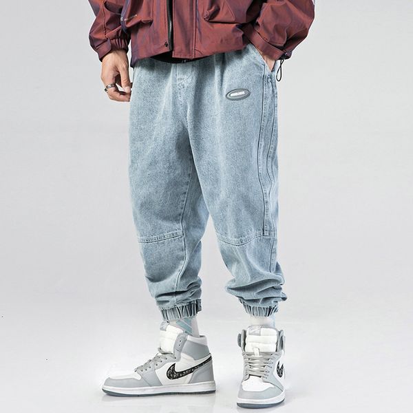 

2021 new japanese vintage fashion men jeans loose fit casual denim cargo pants streetwear hip hop designer joggers trouser kbf2, Blue