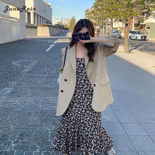 

women's suits & blazers junerain women spring loose vintage business korean fashion double breasted casual office lady chic jackets, White;black