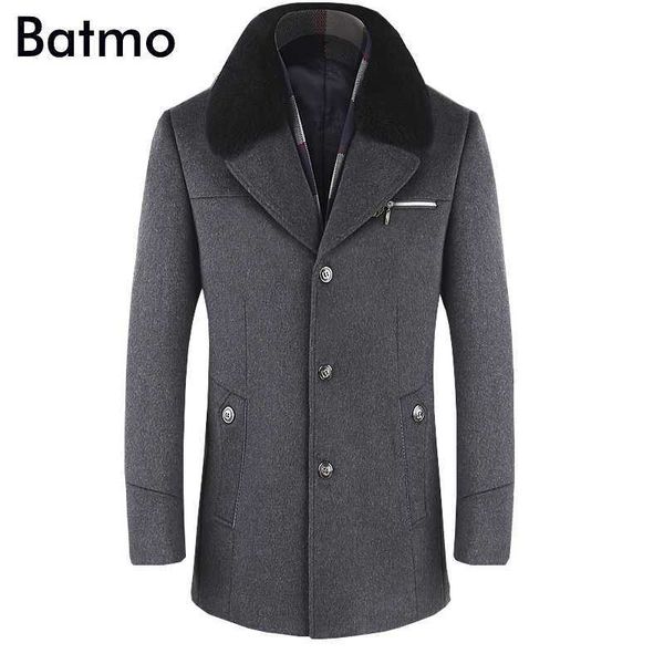 

batmo arrival winter wool thicked trench coat men,men's gray wool jackets ,plus-size -6xl,1659 211011, Tan;black