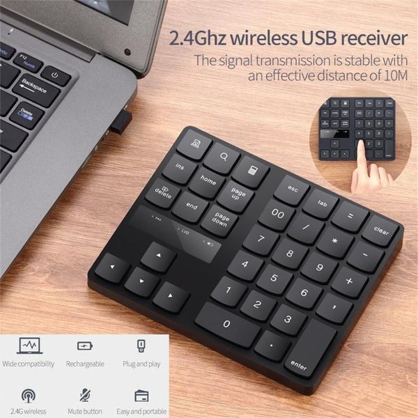 

wireless numeric keyboard portable keypad 35 keys pc rechargeable digital multifunction teclado office accessories keyboards