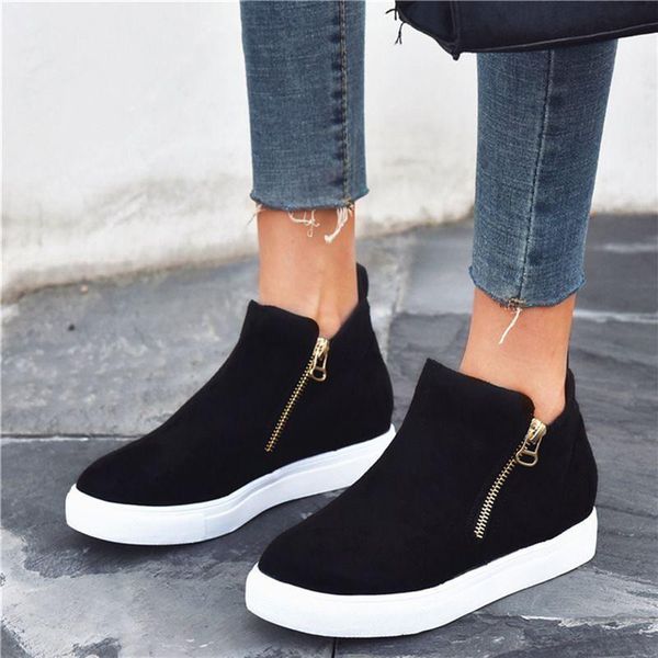 

boots women autumn leopard print zipper female casual flats shoes round toe fashion sewing ankle, Black