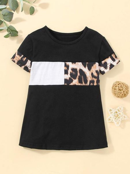 

baby contrast leopard tee dress she, Red;yellow