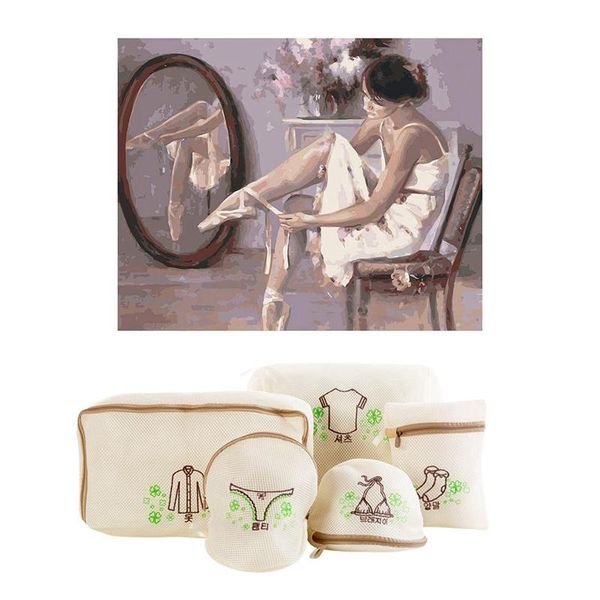 

laundry bags ballet girl diy painting paint by number kit with thickened double layer fine mesh washing bag