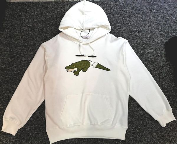 

women long slevees hooded sweatshirt letter printed designer men rib knit cuff kangaroo pocket croco hoodie, Black