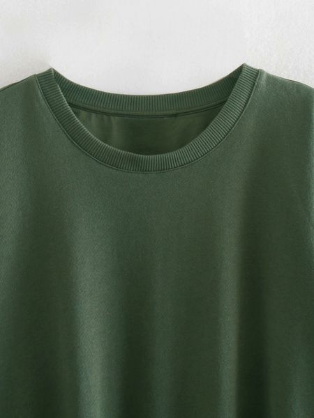 

2021 new woman green sweatshirts round neck pullovers bow elastic waist casual cubp, Black