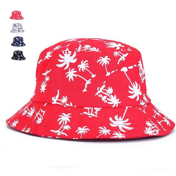 

cloches korean summer sun hats for causla outdoor flat caps cotton print dome bucket hat
