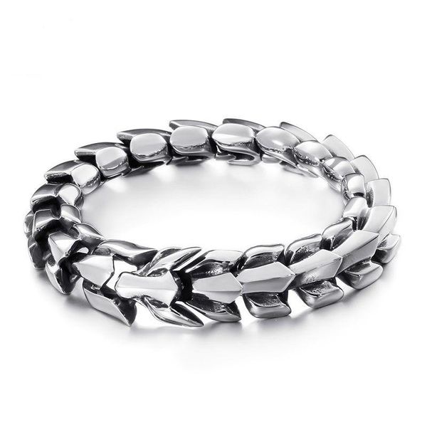

link, chain domineering keel fashion bracelet retro creative punk trend does not fade single titanium steel jewelry, Black