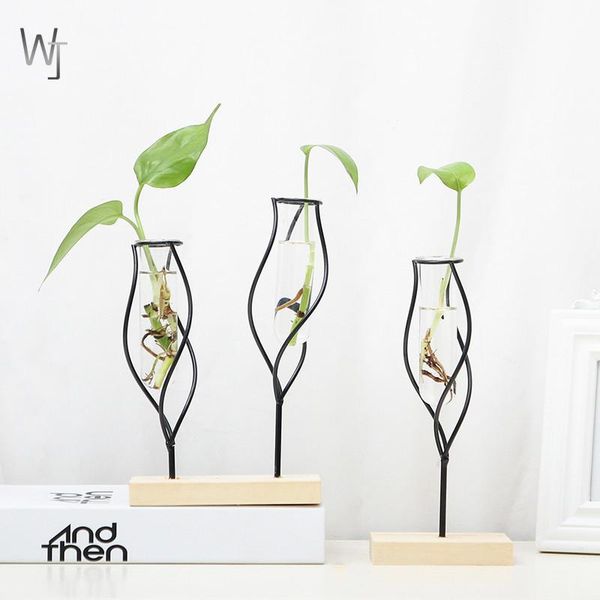 

vases simple wrought iron transparent glass hydroponic vase decoration living room dried flower arranging home