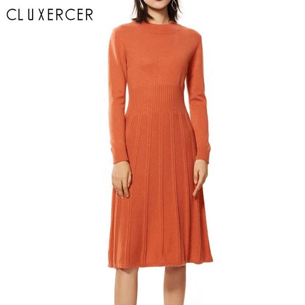 

casual dresses women arrival 2021 100% cashmere knitted dress modis autumn winter slim warm pullover sweater, Black;gray