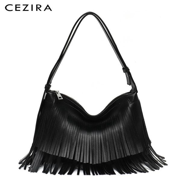 

evening bags cezira fashion pu vegan leather tassel handbag for women luxury bohemia style fringe crossbody female casual shoulder purse