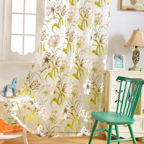 

curtain & drapes tropical flower leaf tulle curtains for living room kitchen window screening treatment sheer voile blinds decor
